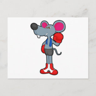 Mouse at Boxing with Boxing gloves Postcard