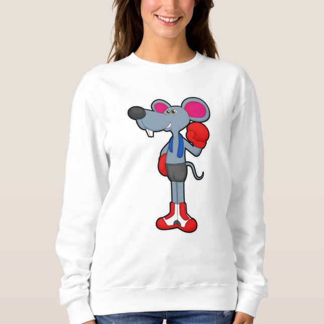 Mouse at Boxing with Boxing gloves Sweatshirt (Front)
