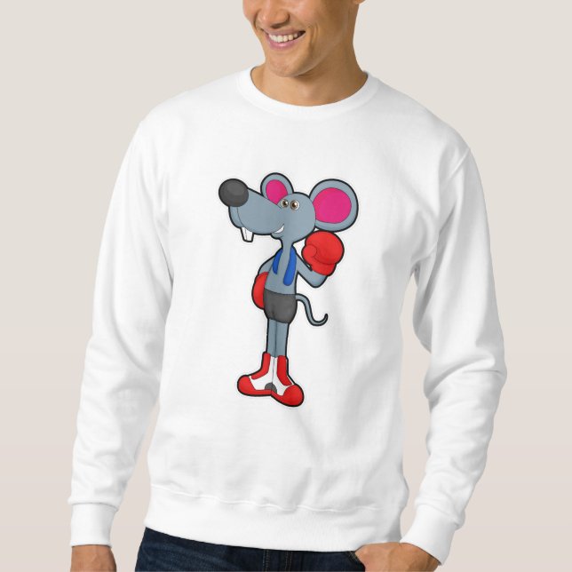 Mouse at Boxing with Boxing gloves Sweatshirt (Front)
