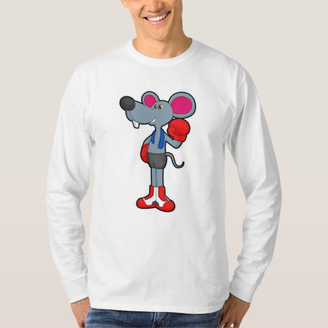 Mouse at Boxing with Boxing gloves T-Shirt (Front)