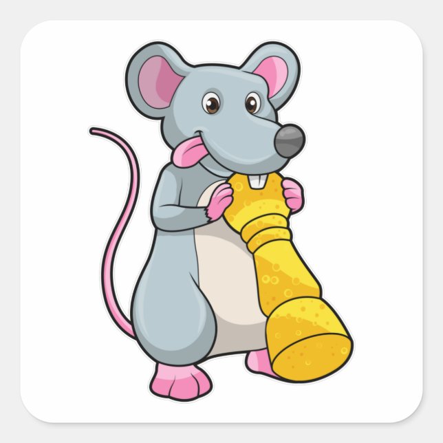 Mouse at Chess with Chess piece Pawn Square Sticker (Front)
