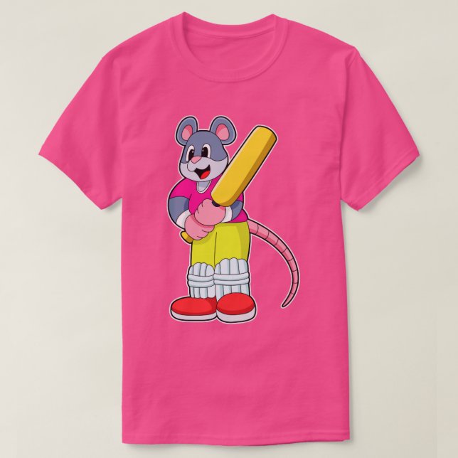 Mouse at Cricket with Cricket bat1  T-Shirt (Design Front)