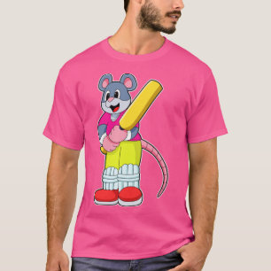 Mouse at Cricket with Cricket bat1  T-Shirt