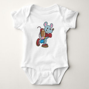 Mouse at Football with Equipment Baby Bodysuit
