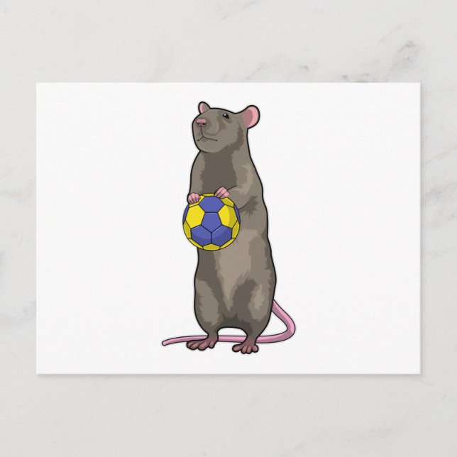 Mouse at Handball Sports Postcard (Front)