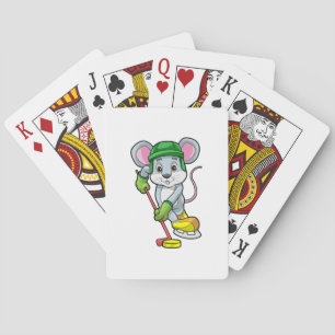 Mouse at Ice hockey with Hockey stick Playing Cards
