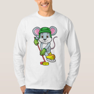 Mouse at Ice hockey with Hockey stick T-Shirt