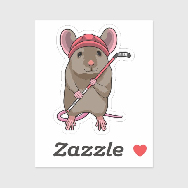 Mouse at Ice hockey with Ice hockey stick (Sheet)