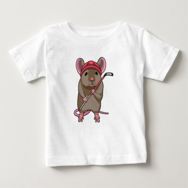 Mouse at Ice hockey with Ice hockey stick Baby T-Shirt (Front)