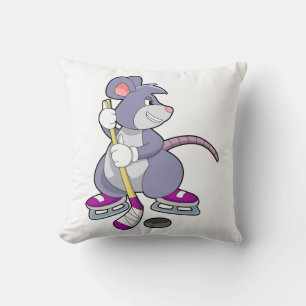 Mouse at Ice hockey with Ice hockey stick Cushion