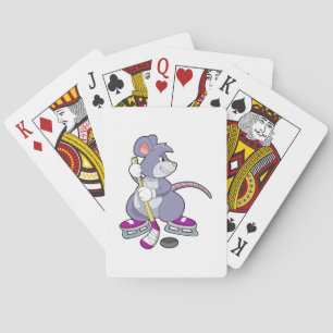 Mouse at Ice hockey with Ice hockey stick Playing Cards