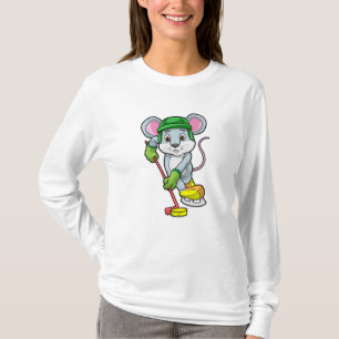 Mouse at Ice hockey with Ice hockey stick T-Shirt