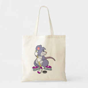 Mouse at Ice hockey with Ice hockey stick Tote Bag