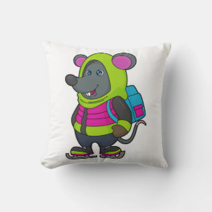 Mouse at Ice skating with Ice skates & Backpack.pn Cushion