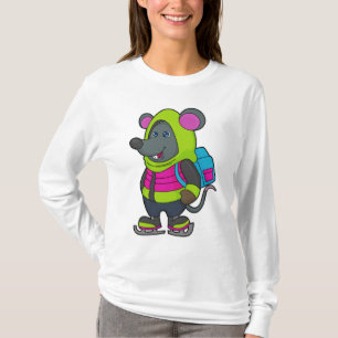 Mouse at Ice skating with Ice skates & Backpack.pn T-Shirt