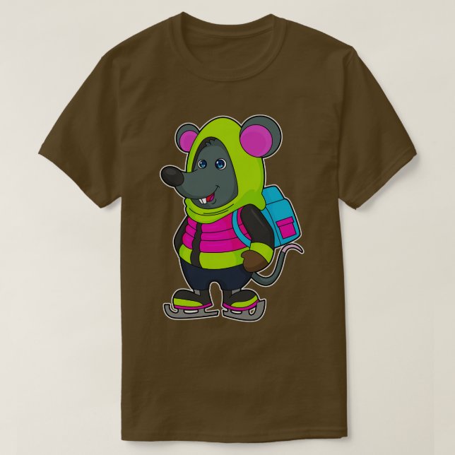 Mouse at Ice skating with Ice skates Backpack T-Shirt (Design Front)
