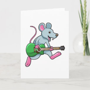 Mouse at Music with Guitar Card