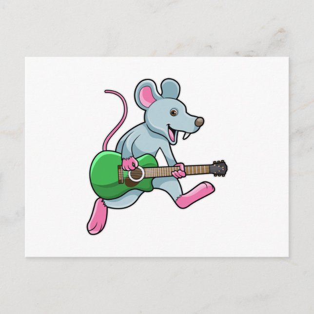 Mouse at Music with Guitar Postcard (Front)