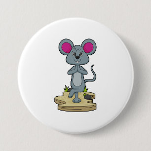 Mouse at Yoga Fitness 7.5 Cm Round Badge
