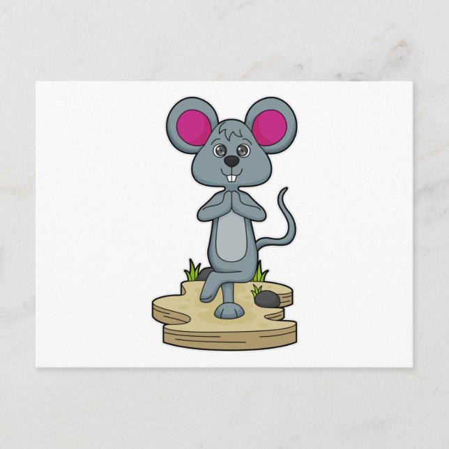 Mouse at Yoga Fitness Postcard (Front)