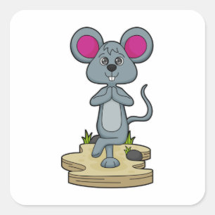 Mouse at Yoga Fitness Square Sticker