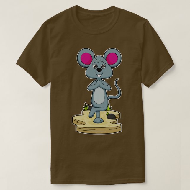 Mouse at Yoga Fitness T-Shirt (Design Front)