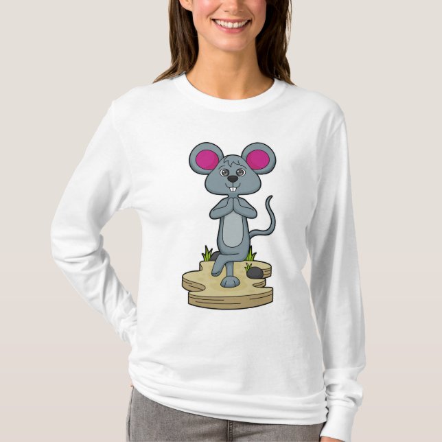 Mouse at Yoga Fitness T-Shirt (Front)