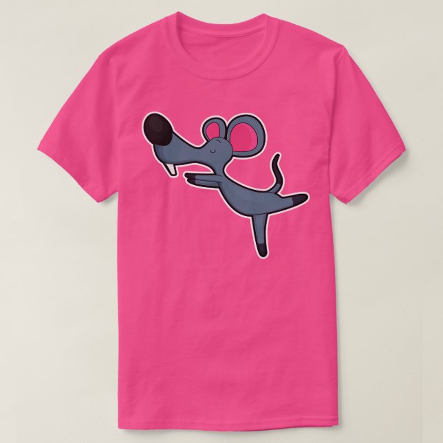Mouse at Yoga Stretching exercise T-Shirt (Design Front)