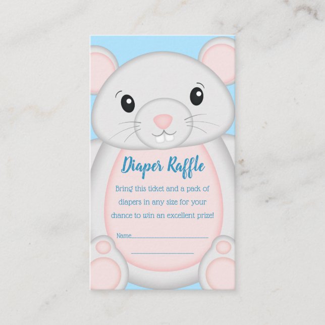 Mouse Baby Shower Blue Enclosure Card (Front)