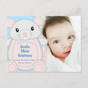 Mouse Baby Shower Blue Postcard