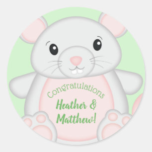 Mouse Baby Shower Classic Round Sticker