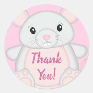 Mouse Baby Shower Pink Classic Round Sticker