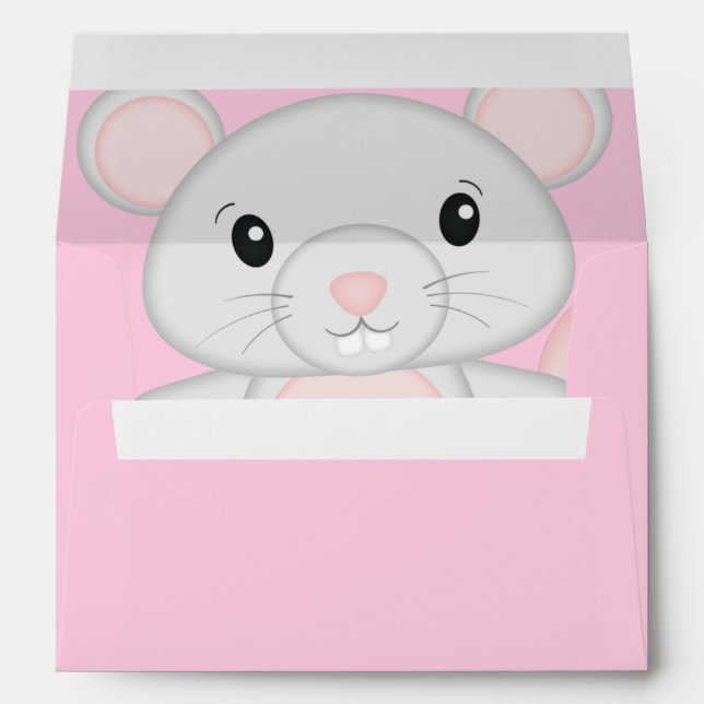 Mouse Baby Shower Pink Envelope (Back (Bottom))