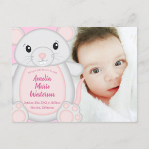 Mouse Baby Shower Pink Postcard