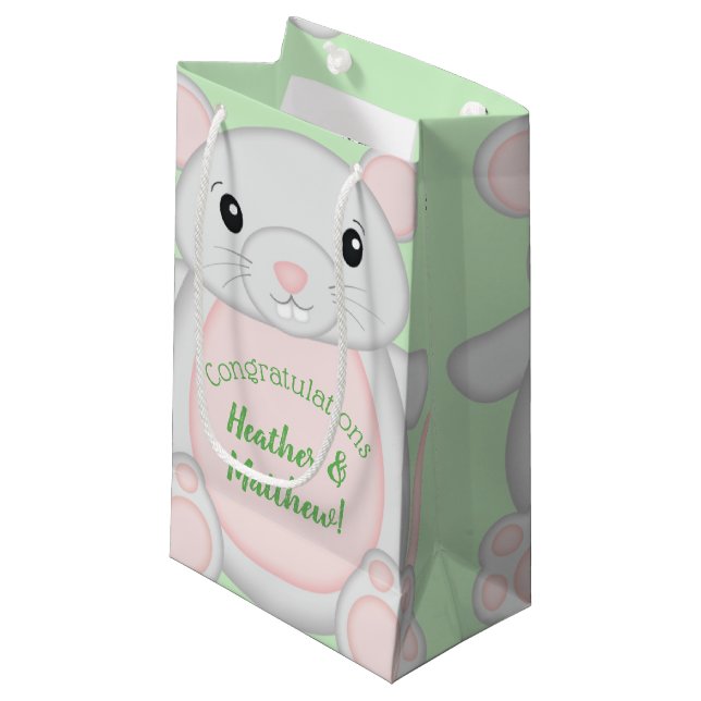 Mouse Baby Shower Small Gift Bag (Front Angled)