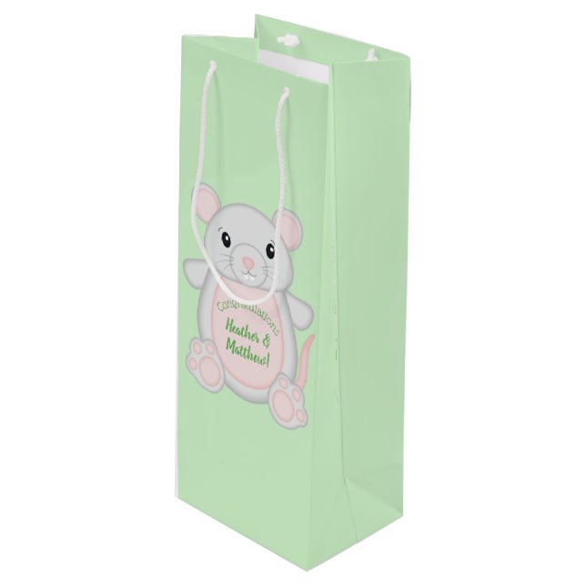 Mouse Baby Shower Wine Gift Bag (Front Angled)