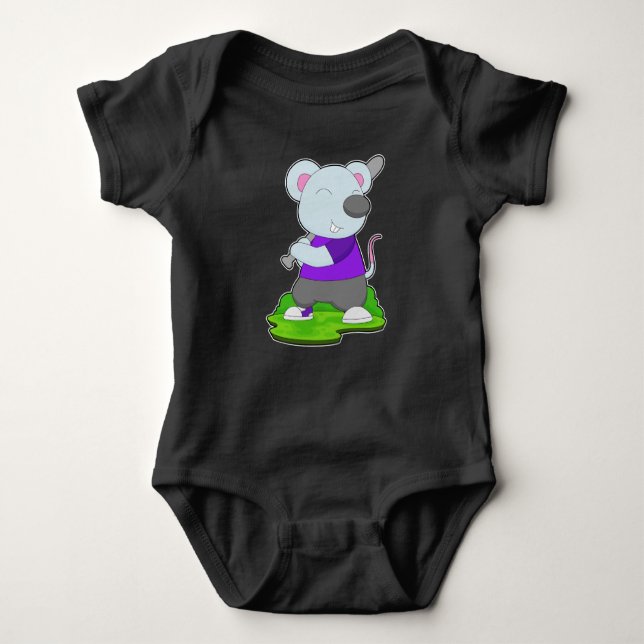 Mouse Baseball Baseball bat Baby Bodysuit (Front)