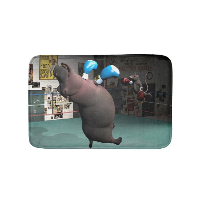 Mouse Beats Hippo KO Bath Mat (Front)