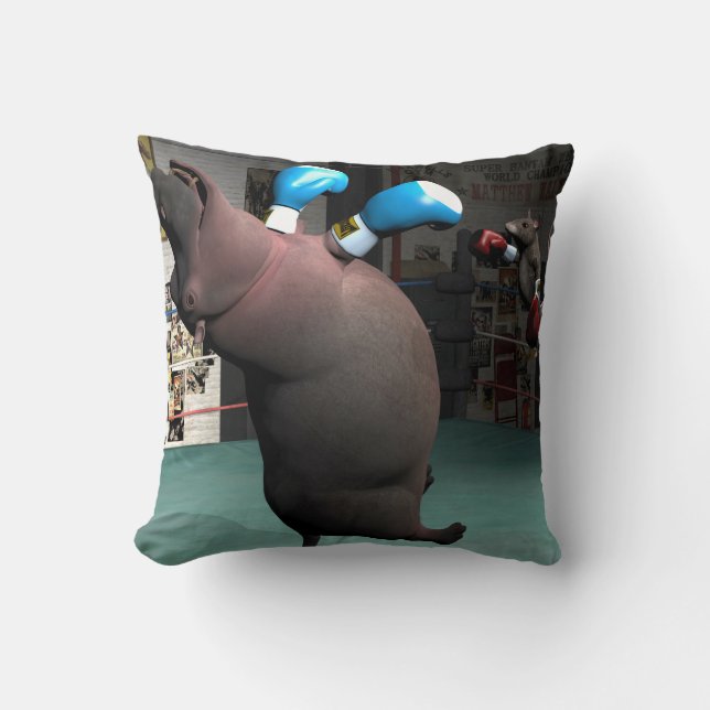 Mouse Beats Hippo KO Cushion (Front)