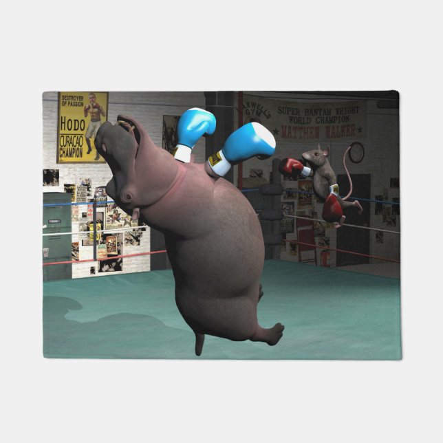 Mouse Beats Hippo KO Doormat (Front)