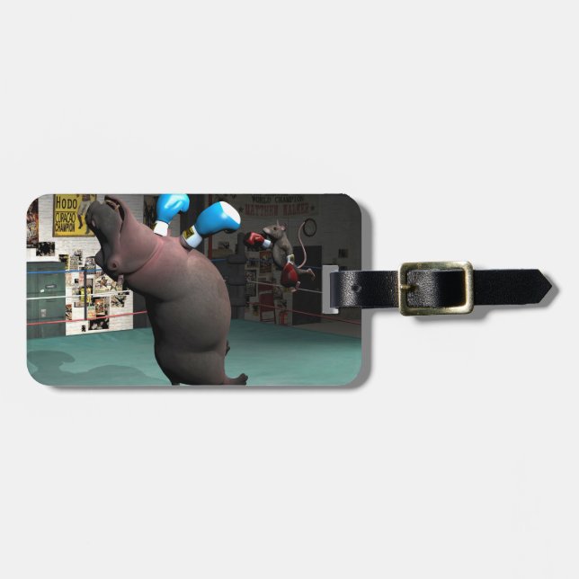 Mouse Beats Hippo KO Luggage Tag (Front Horizontal)