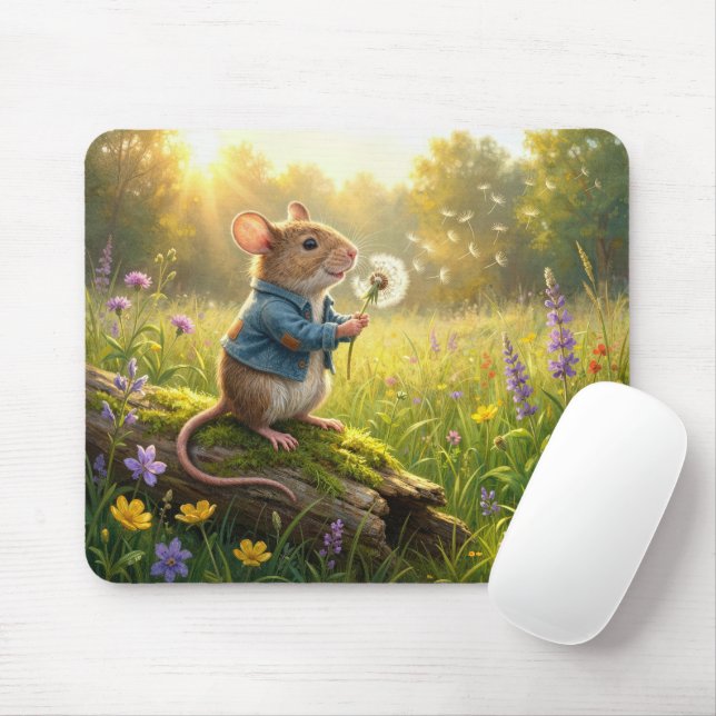 Mouse Blowing Dandelion Seedlings Pad (With Mouse)