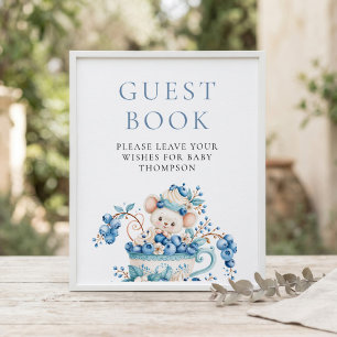 Mouse Blueberry Berry Guest Book Baby Shower Sign