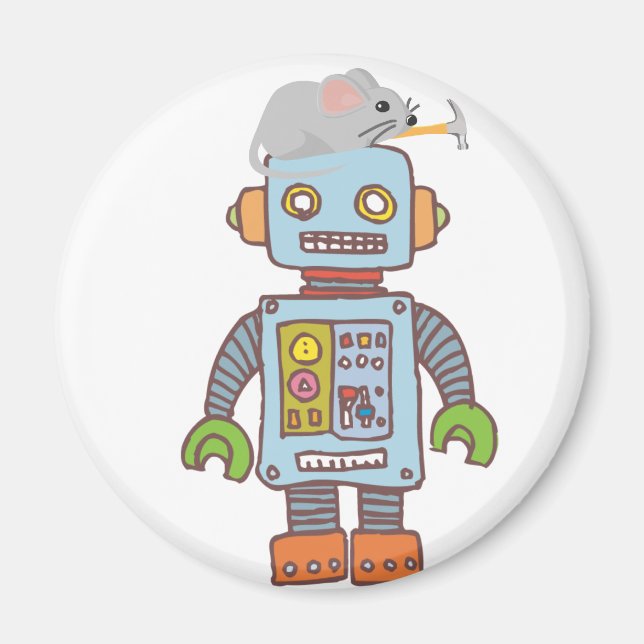 Mouse Building Robot Magnet (Front)