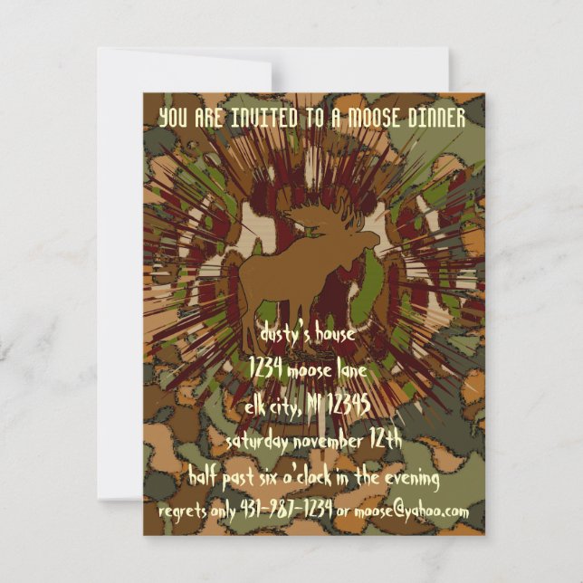 Mouse Camouflage Dinner Invitations (Front)