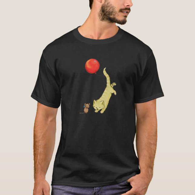 Mouse Cat And Balloon T-Shirt (Front)