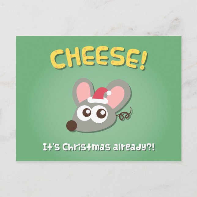 Mouse Cheese Its Christmas Pun Humor Postcard (Front)