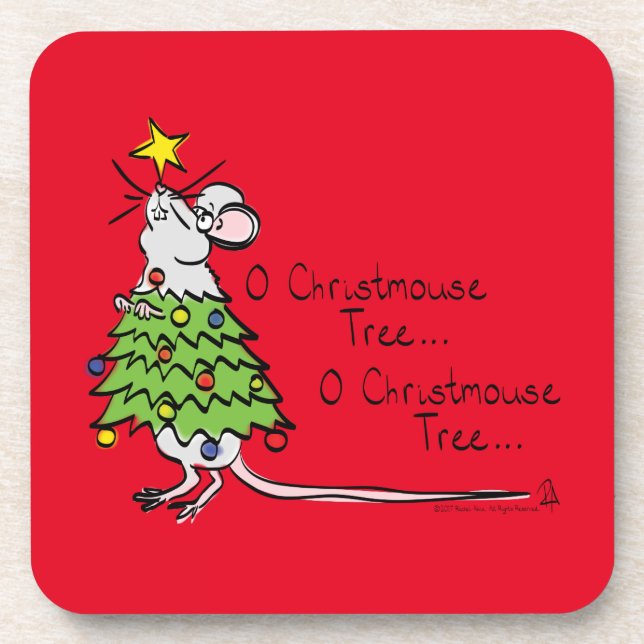 Mouse Christmas Funny Kids Coaster (Front)
