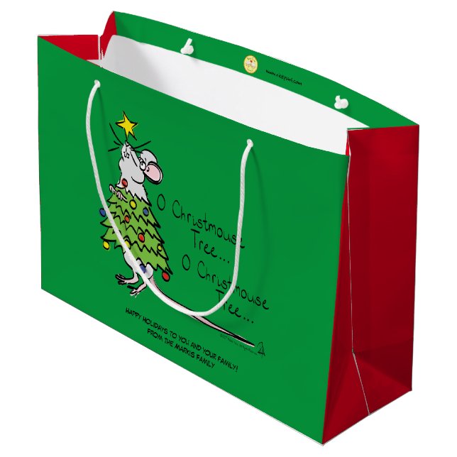 Mouse Christmas Funny Kids Large Gift Bag (Back Angled)