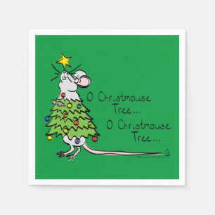 Mouse Christmas Tree Funny Kids Napkin